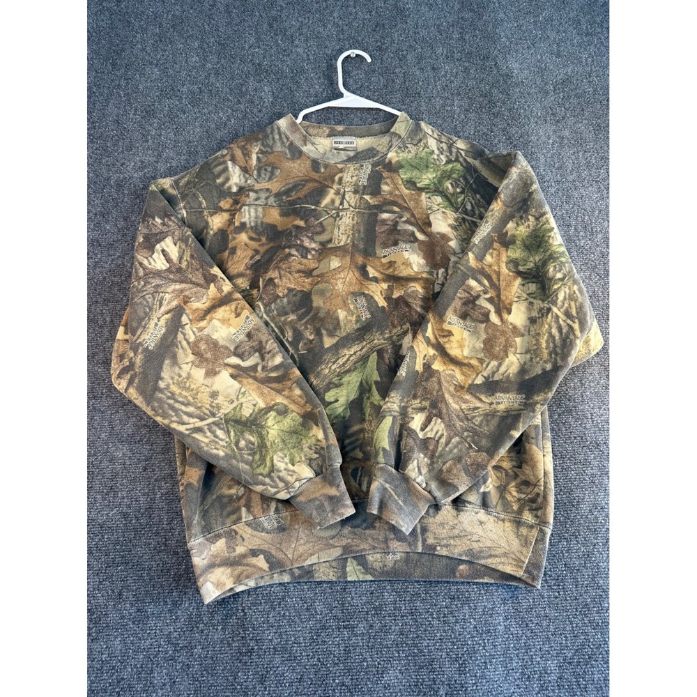 Jerzees Outdoors Advantage Timber Camo Crewneck Sweatshirt Mens L Made in USA
